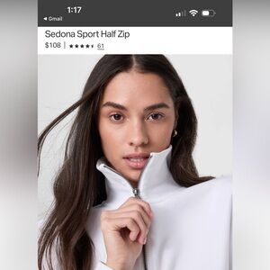Vuori White Sport Half Zip Top